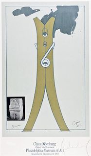 Claes Oldenberg, (Swedish/American, b. 1929), Proposal for a Colossal Structure in the Form of a Clothespin-Compared to Brancusi