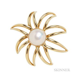 18kt Gold and Mabe Pearl "Fireworks" Brooch, Tiffany & Co.