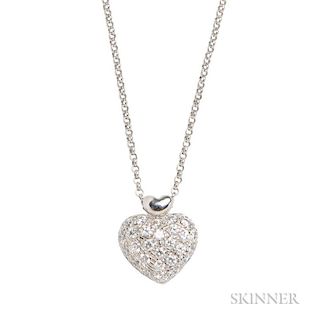 18kt White Gold and Diamond Heart Pendant Necklace
