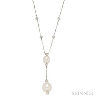 18kt White Gold, South Sea Pearl, and Diamond Necklace