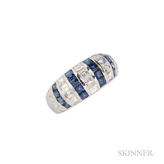 18kt White Gold, Diamond, and Sapphire Ring