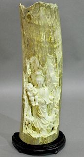 Rare Wooly Mammoth Chinese Carved Tusk