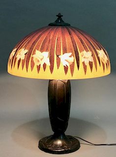 Bradley & Hubbard Reverse Painted Lamp