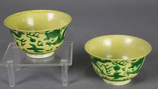 Two Chinese 5-Toe Dragon Bowls