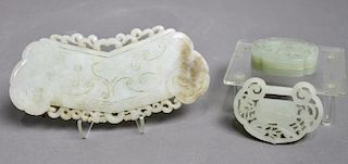 Three Pieces Chinese Carved Jade
