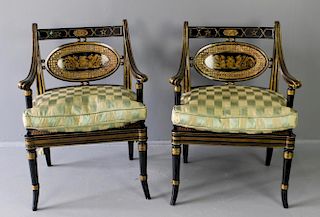 Pair Neo-Classical Style Armchairs