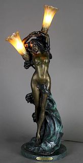 Bronze Art Nouveau Figural Lamp