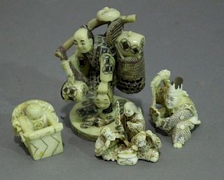 Group of Four Japanese Carved Figures
