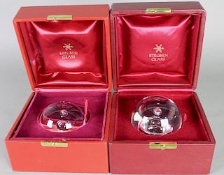 Two Steuben Crystal Paperweights