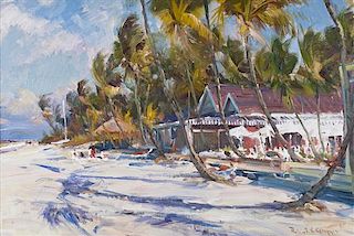 Robert Charles Gruppe, (American, b. 1944), Beachview of Port Royal Club, Naples, Florida