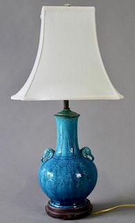 Chinese Peacock Blue Lamp Base
