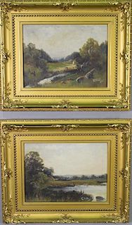 Pair English Oil on Canvas' Landscapes