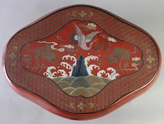 Large Chinese Red Lacquered Storage Box