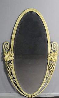 French Art Deco Wrought Iron Oval Mirror