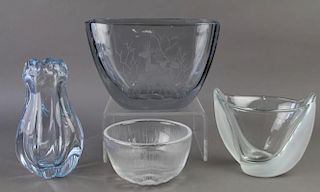 Four Pieces Continental Mid Century Glass