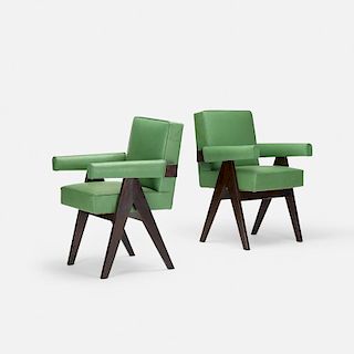 Pierre Jeanneret, armchairs from Chandigarh, pair