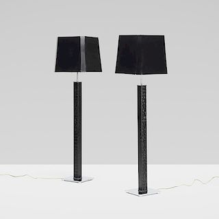 Karl Springer, Square Column floor lamps, pair