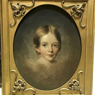 School of Thomas Sully (American, 1783-1872)  Portrait Head of a Young Girl.