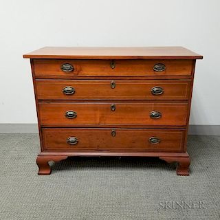 String-inlaid Cherry Chest of Four Drawers on Ogee Bracket Feet