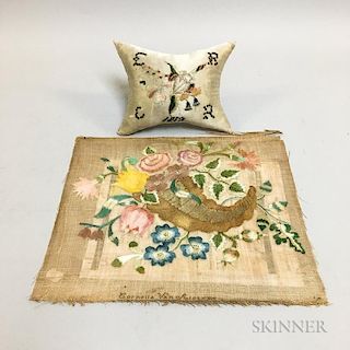 Cornucopia Needlework by Cornelia Van Alstyne and a Wedding Pillow Dated 1812