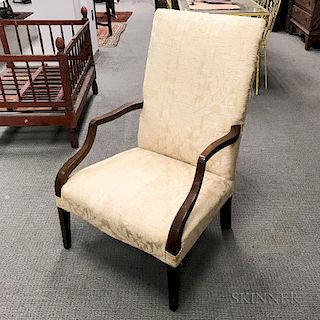 Federal Upholstered and Inlaid Mahogany Lolling Chair