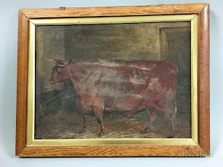 Anglo/American School, 19th Century  Double-sided Portrait of a Horse and Cow.