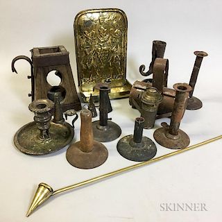 Eleven Wood and Metal Lighting Devices.  Estimate $200-250