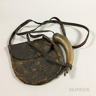 Leather Hunting Pouch and a Powder Horn