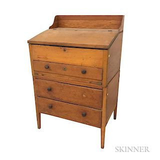 Country Pine Three-drawer Slant-lid Schoolmaster's Desk