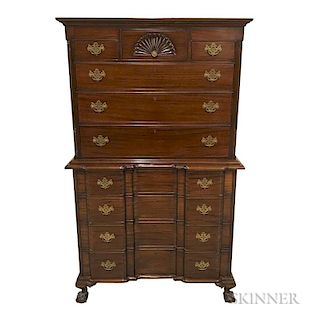 Chippendale-style Carved Mahogany Chest-on-chest