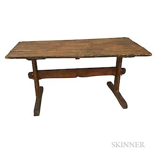 Country Pine and Maple Trestle Table