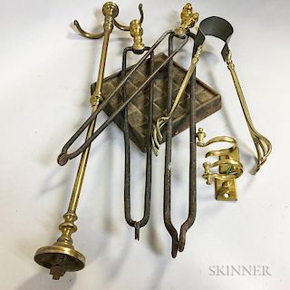 Small Group of Brass and Iron Fireplace Accessories