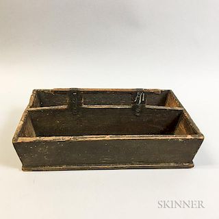 Brown-painted Pine Cutlery Tray