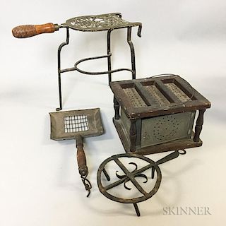 Four Iron, Tin, and Wood Hearth Items