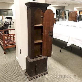 Early Brown-painted Pine Tall Case Clock Case