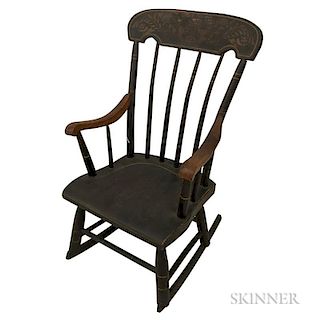 Grain-painted and Stenciled Child's Boston Rocker