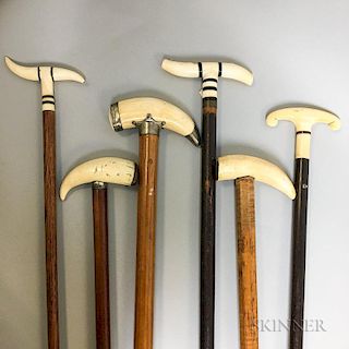 Six Wood and Whale Ivory Canes
