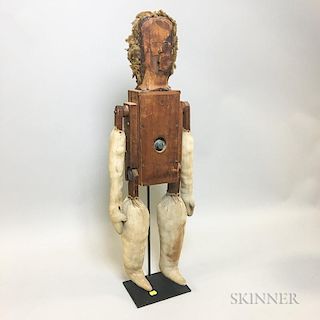 Prohibition Wood and Cloth Doll on Stand