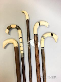 Five Wood and Whale Ivory Canes