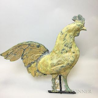 Gilt and Molded Sheet Copper Rooster Weathervane