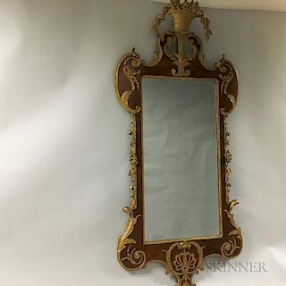 Rococo-style Parcel-gilt Mahogany Scroll-frame Mirror