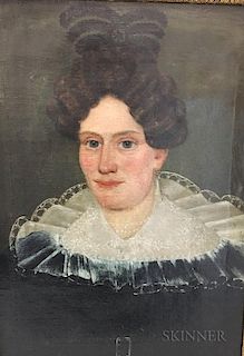 American School, 19th Century  Portrait of Woman with a Frilled Collar