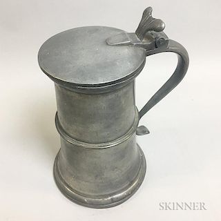 Large Continental Pewter Flagon
