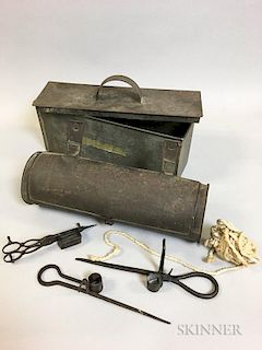 Small Group of Tin and Wrought Iron Lighting Items