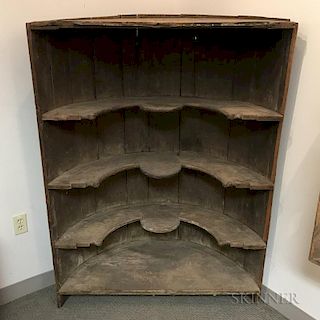 Top Section of a Built-in Pine Corner Cupboard