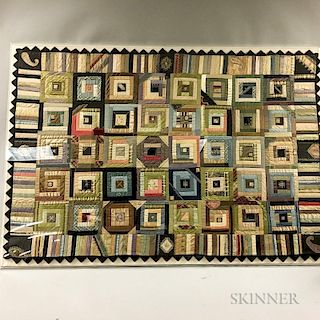 Framed Log Cabin and Pieced Cotton Baby Blocks Quilt