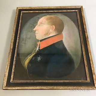 Framed Pastel Profile Portrait of an Officer