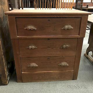 Victorian Elm and Oak Three-drawer Chest