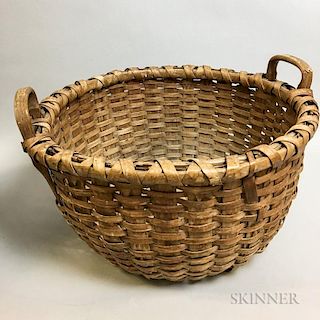 Large Woven Splint Handled Basket