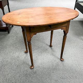 Oval-top Tea Table with Drawer